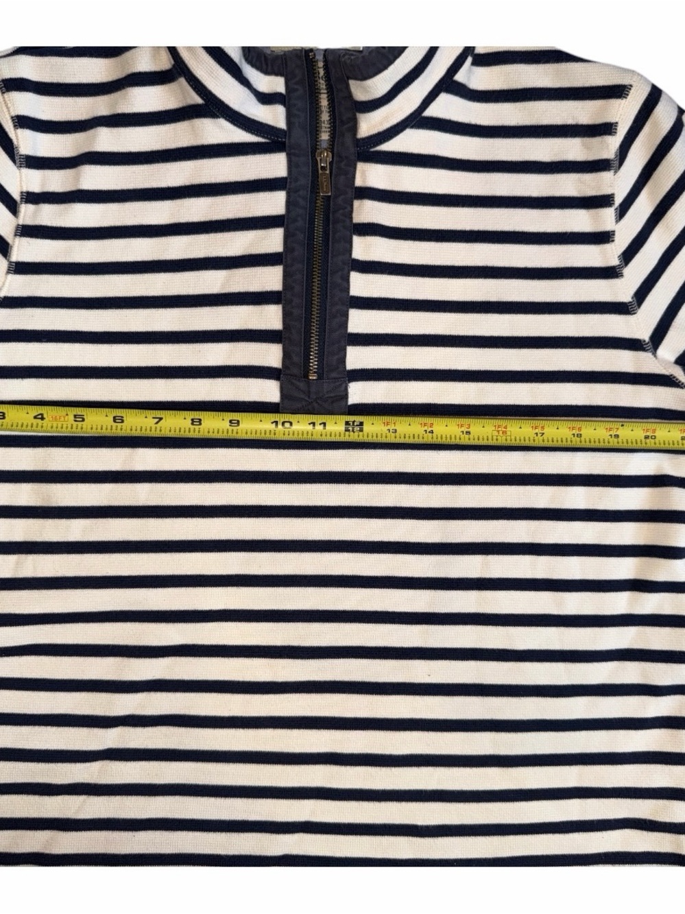 L.L. Bean Navy and White Striped Half-Zip Pullover - Picture 4 of 6
